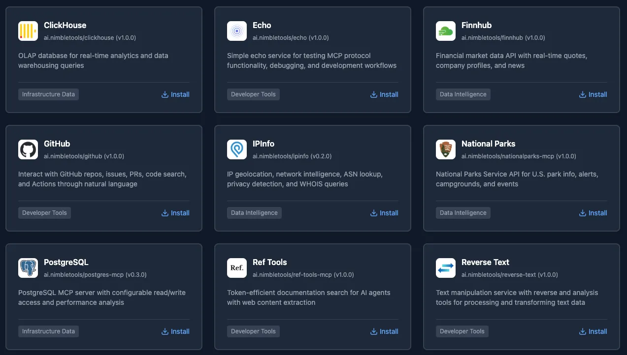 NimbleTools Registry